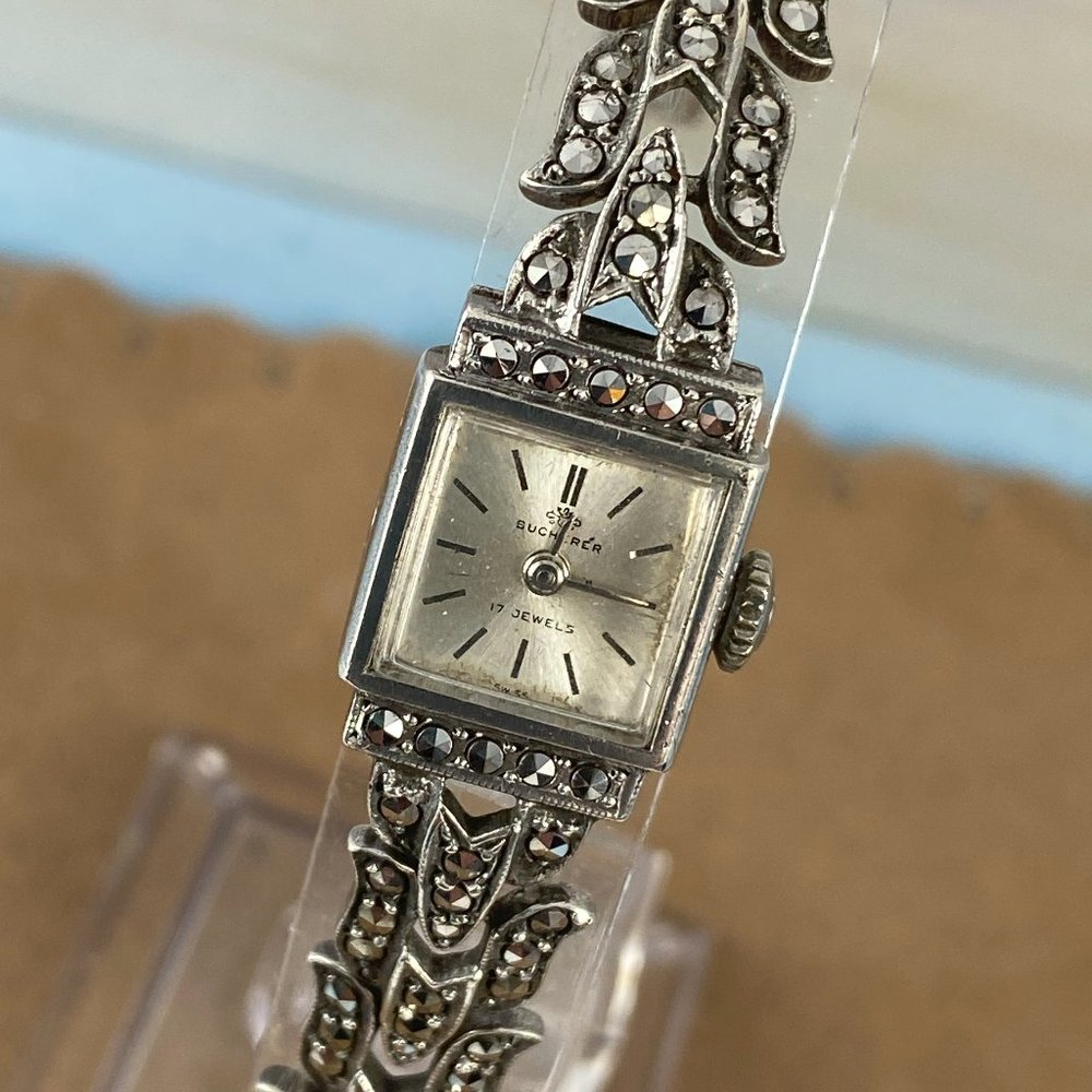 Bucherer Watch Swiss Made in 800 Silver  Marcasite
